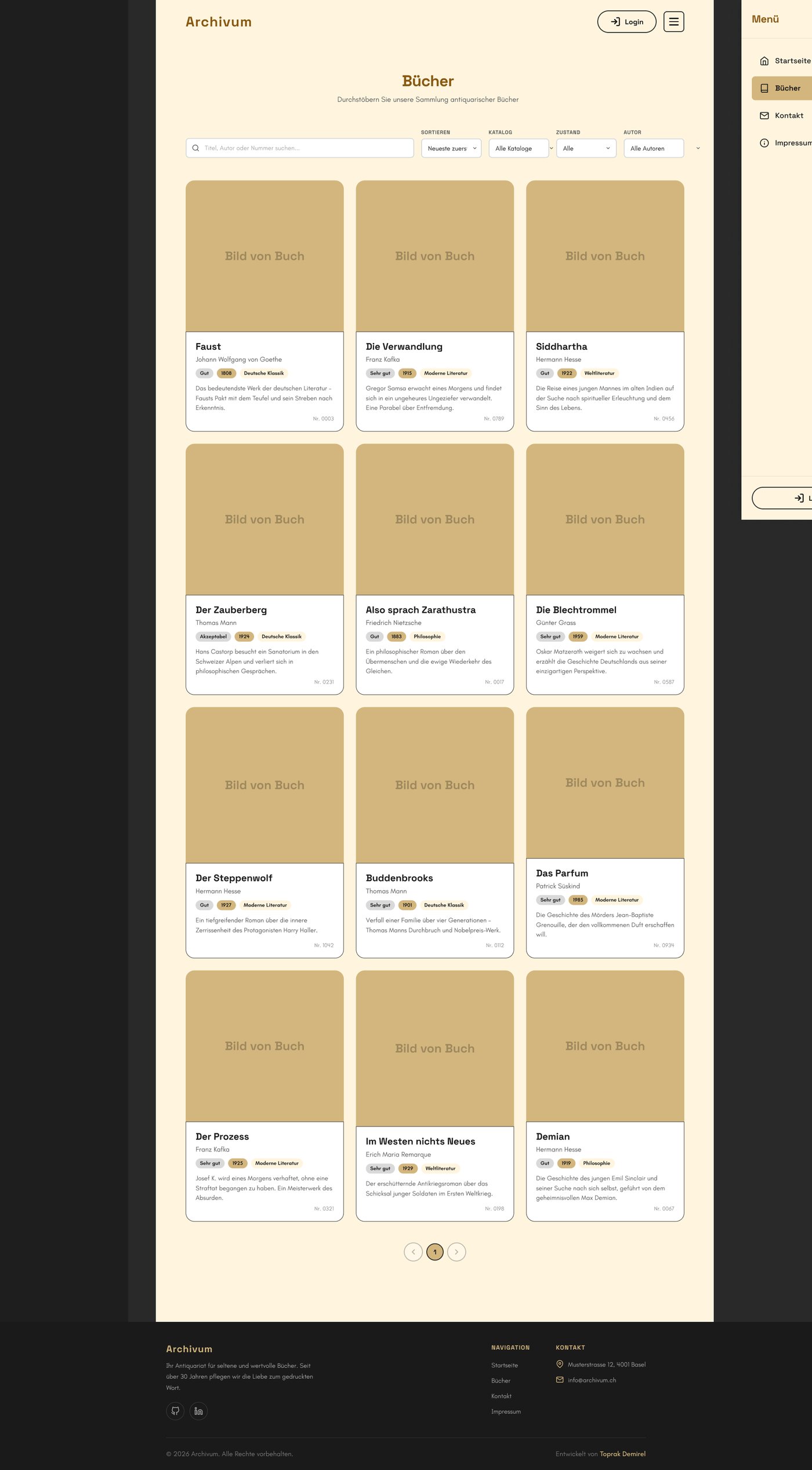 Book catalogue with search and filters
