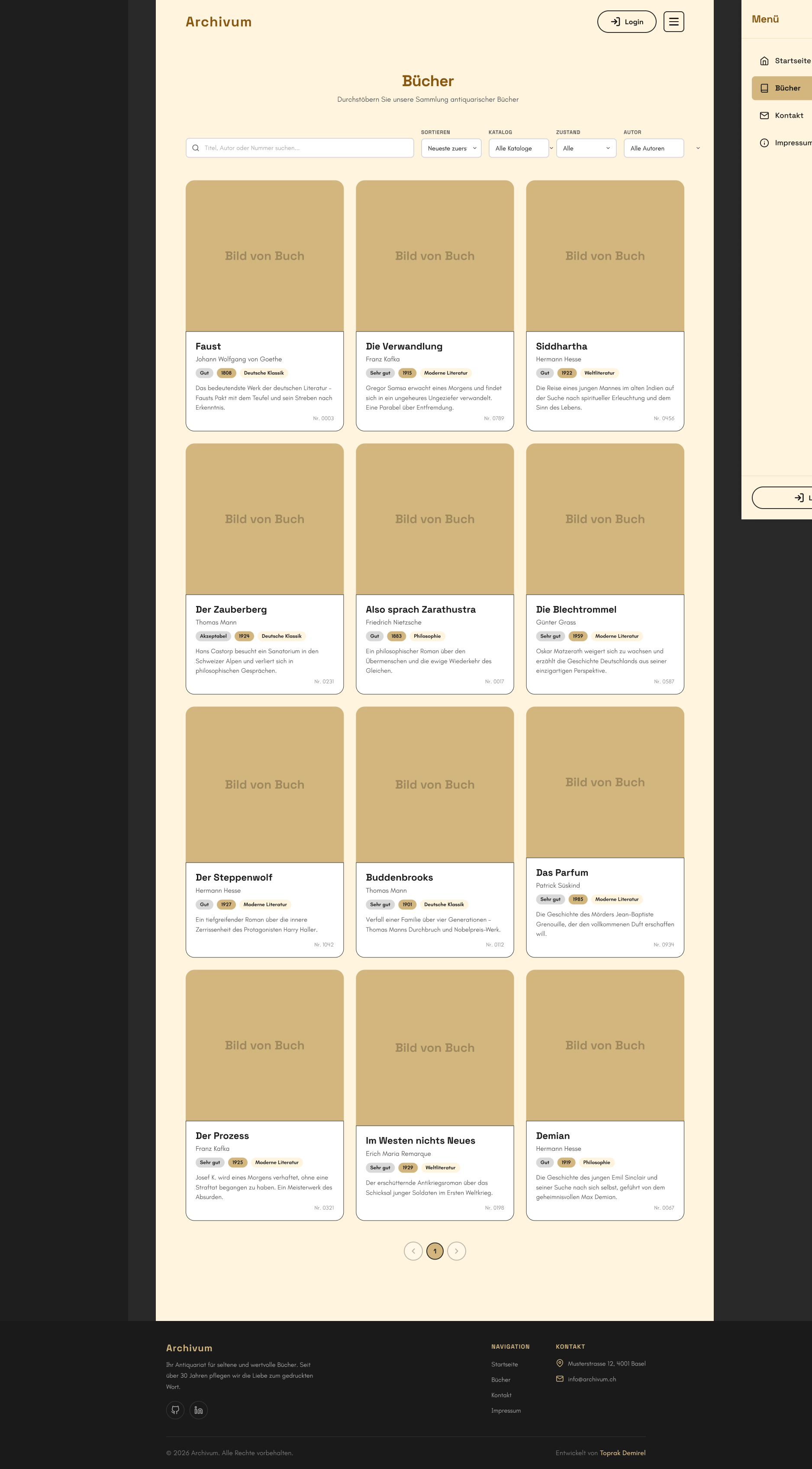 Book catalogue with search and filters