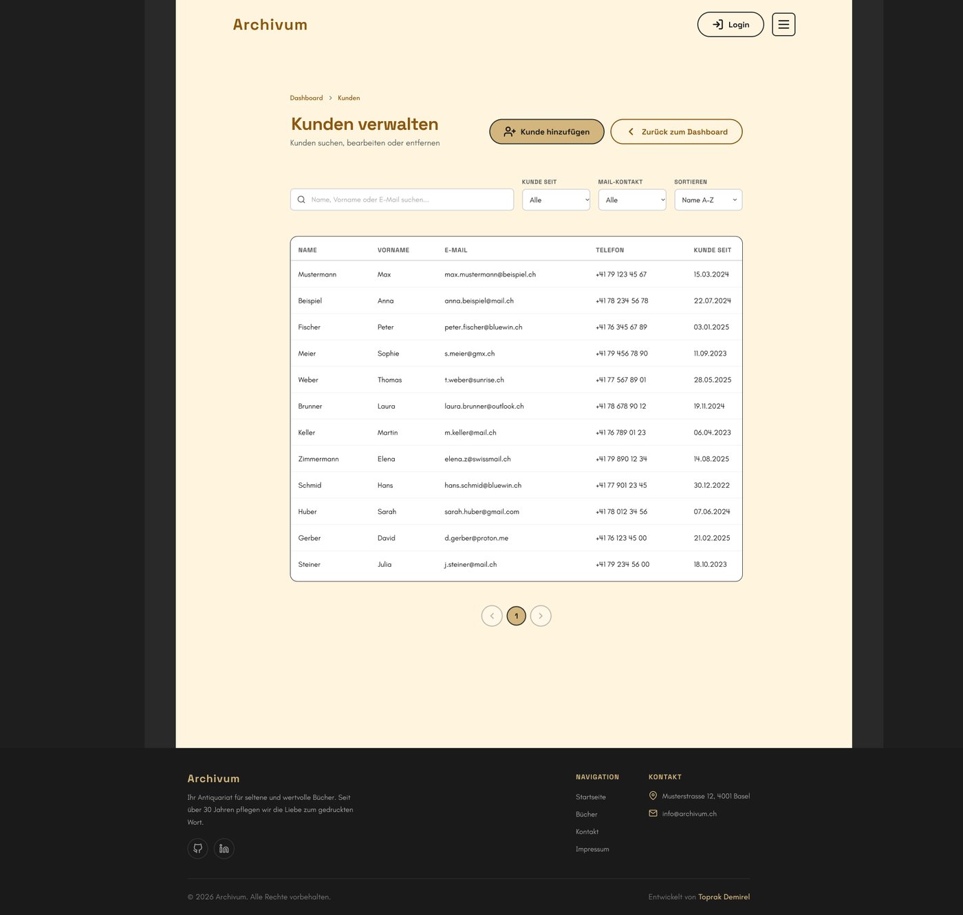 Customer management view