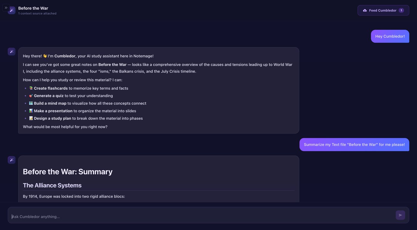 Mage AI chat answering a question from your notes